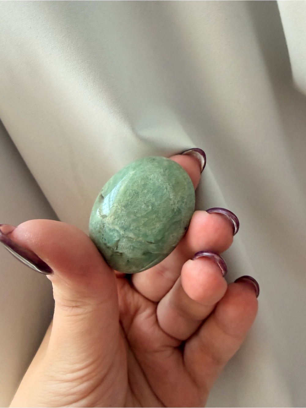 Green Polished amazonite Palm Stone